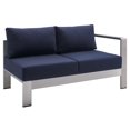 thumbnail image 4 of Modway Shore Sunbrella® Fabric Outdoor Patio Aluminum 7 Piece Sectional Sofa Set in Silver Navy, 4 of 5