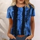 thumbnail image 1 of ICHUANYI Clearance Women Fashion Summer Casual Print Round Neck Loose Short Sleeve T-shirt Top Blouse Pullover(Blue, S) ICHUANYI WER2023081115347, 1 of 6