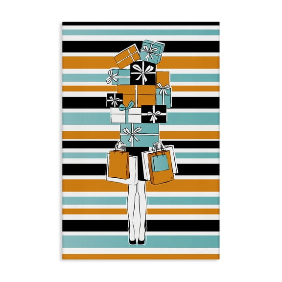 Stupell Industries Stacked Shopping Boxes Beauty & Fashion Painting Gallery Wrapped Canvas Art Print Wall Art, 16 x 24