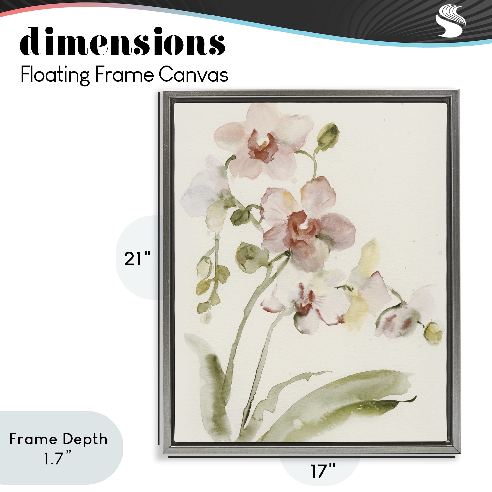 Stupell Industries Gentle Pink Orchid in Bloom Gray Framed Floater Canvas Wall Art, design by Victoria Barnes