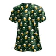 thumbnail image 4 of GEWSEY St Patrick Day Shirts Women Holiday-Themed Clover Print Scrub Tops Soft Cozy Nurse Uniform Shirt (Light Yellow, XL), 4 of 8