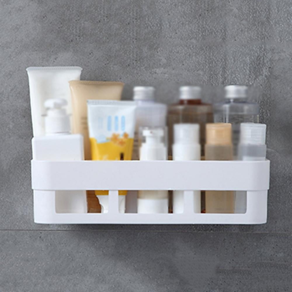 iHEBE Adhesive Bathroom Shelf Storage Organizer Wall Mount No Drilling Shower  Shelf Kitchen Storage Basket Rack