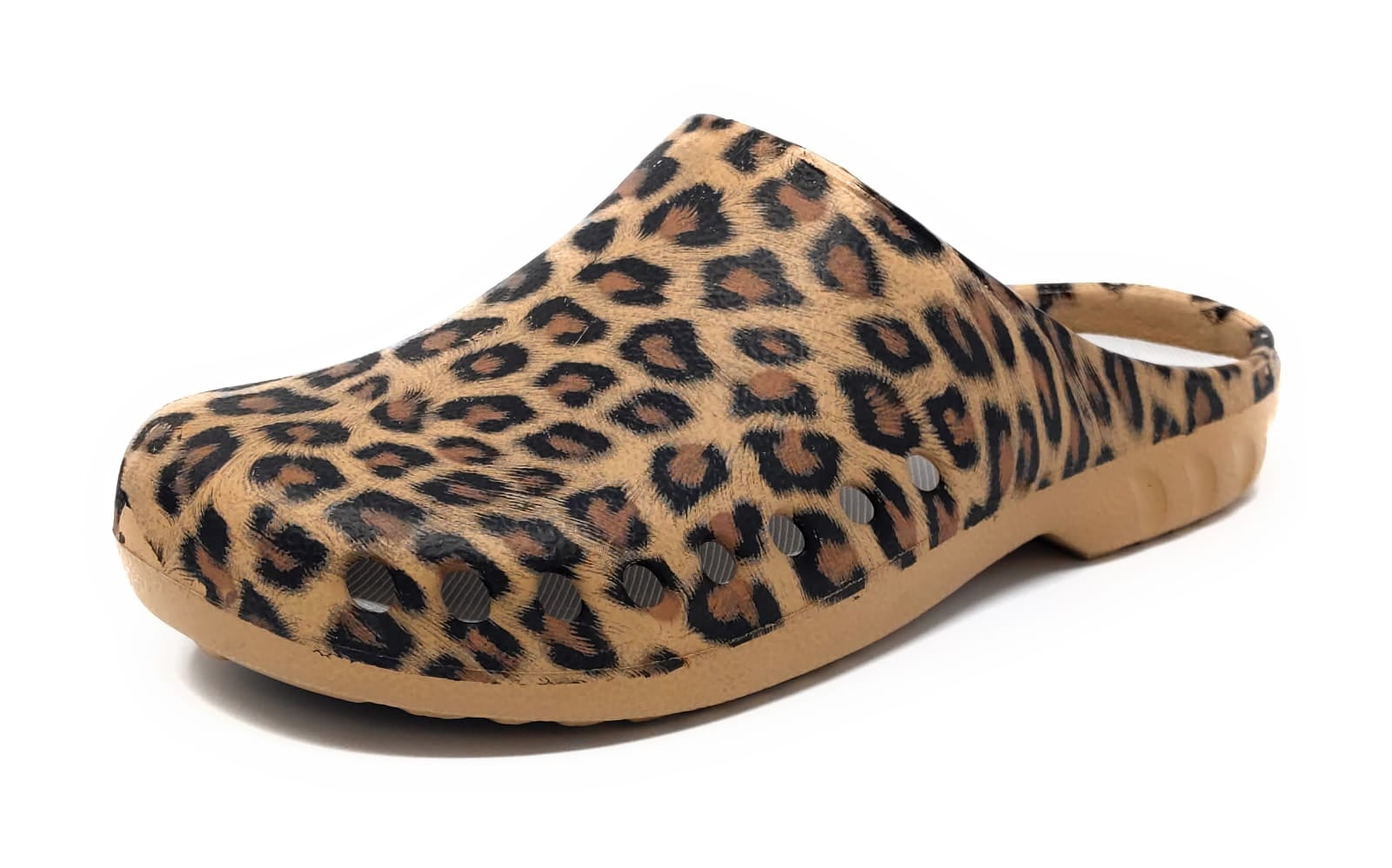 leopard print nursing clogs