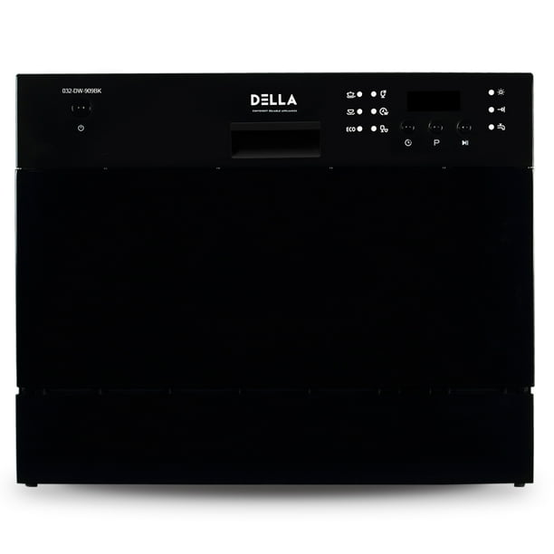 DELLA Countertop Compact Dishwasher Machine w/ 6 Wash Cycles, Black