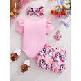thumbnail image 4 of WIBACKER Baby Girl Clothes Summer Cute Outfits 3 6 12 18 Months Ruffle Romper & Floarl Shorts Sets for Unicorn Girls, 4 of 9