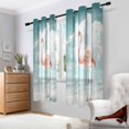 thumbnail image 2 of Yayeee Window Curtains Set of 2 for Living Room Light Filtering 63"x52", Pink Flamingo Sea, 2 of 7