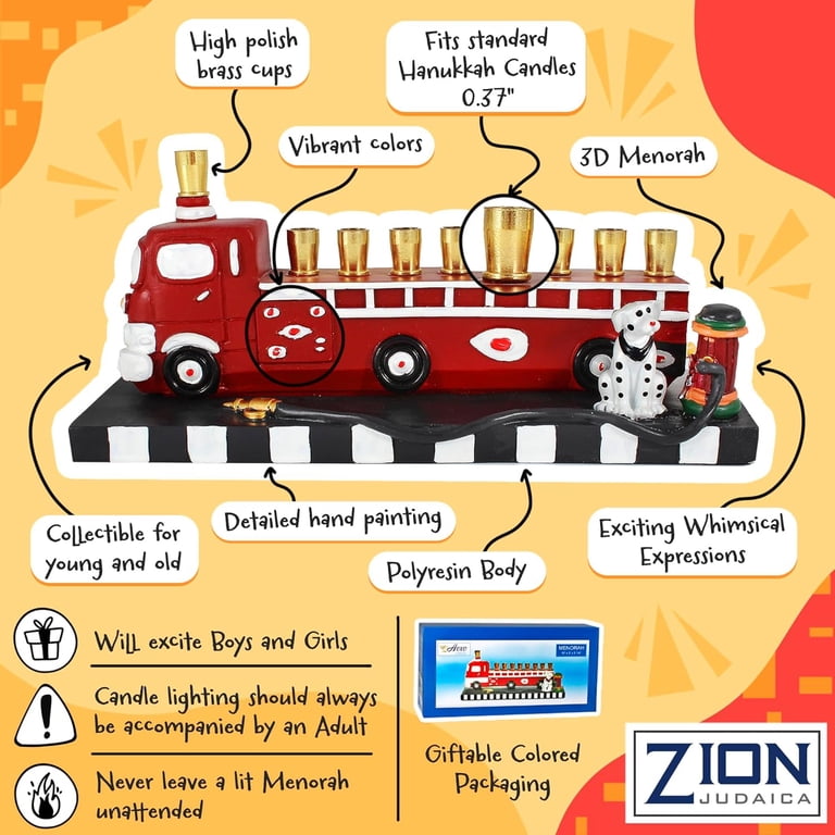 Red Fire Truck Menorah with Dalmatian and Hydrant photo 2