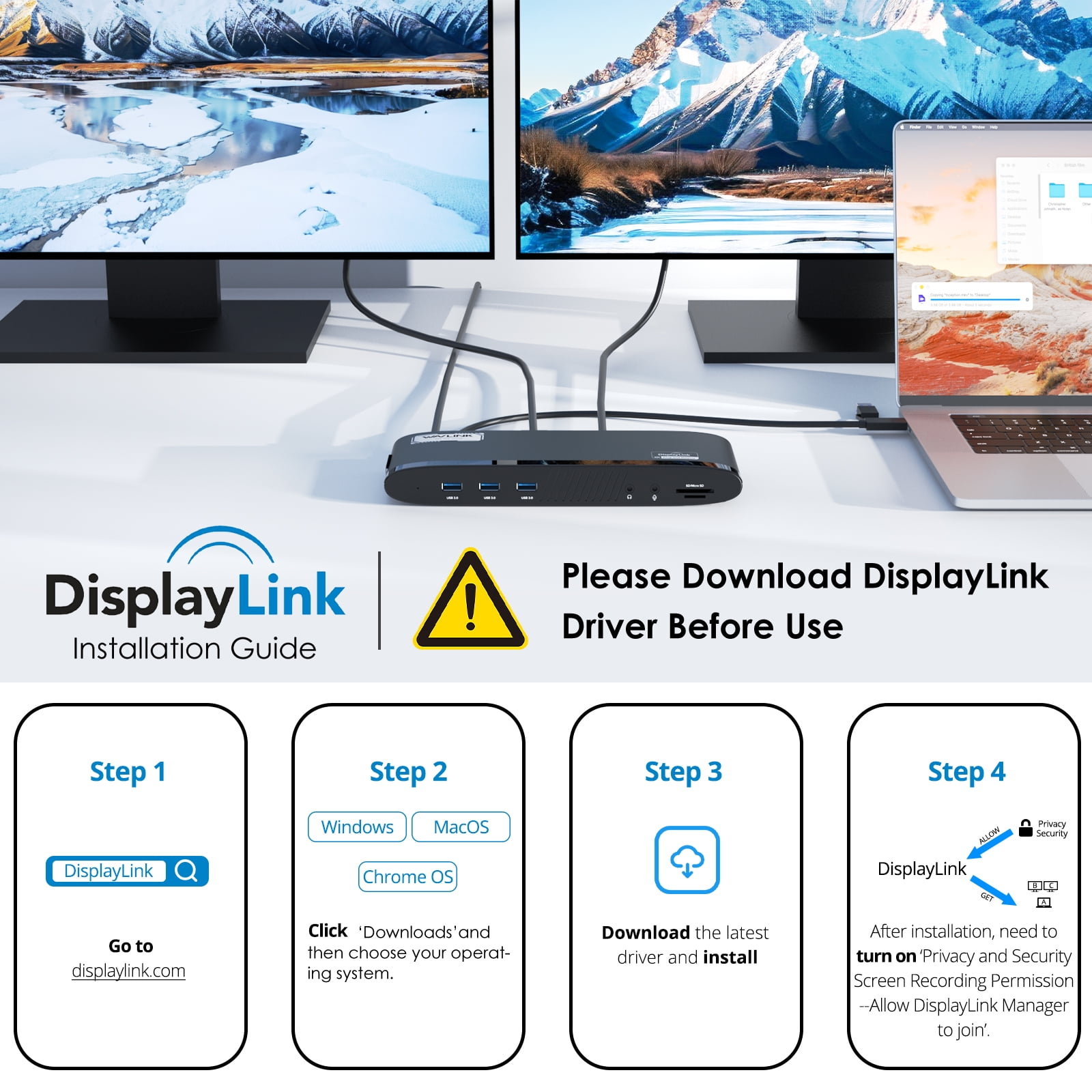 WAVLINK 14-in-1 Dual 5K DisplayLink Docking Station, Laptop USB-C Dock with 100W Charging, 2 DisplayPort & HDMI Ports, 5 USB Ports, Ethernet, SD/TF for New MacBook Neo, Mac & Windows