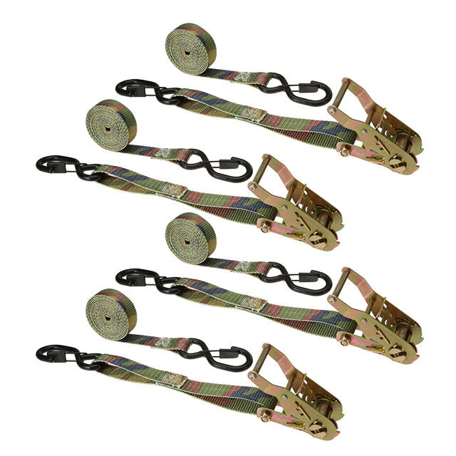 1" x 8' Camo Tree Stand Ratchet Strap w/ Vinyl Coated SHook w/ Keep