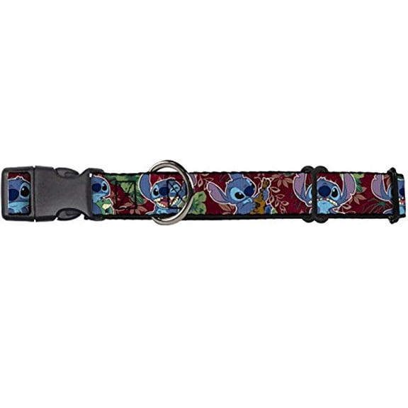 Buckle-Down Stitch 6-Expressions Tropical Flora Burgundy Reds Greens Disney Martingale Plastic Clip Collar