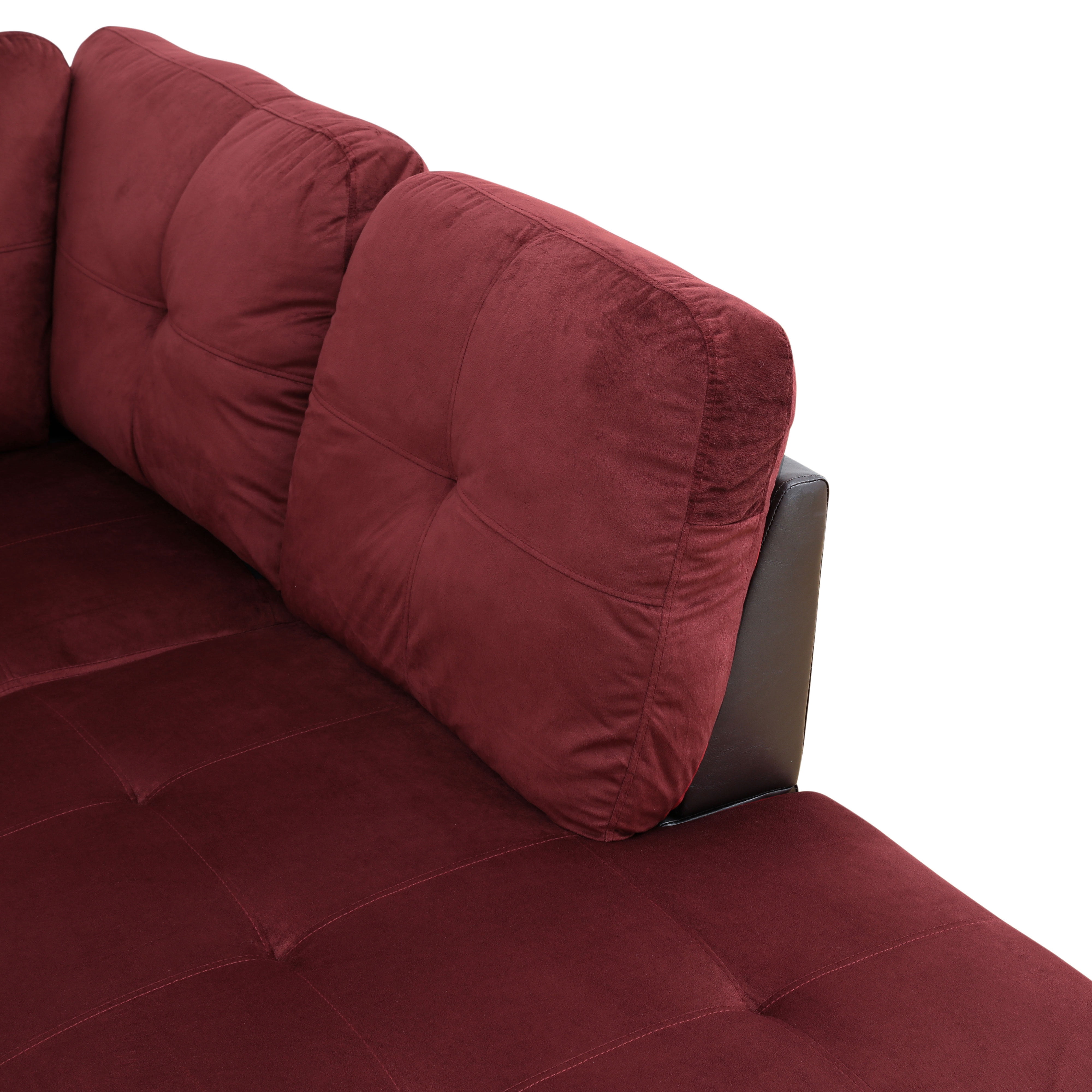 MAYEERTY Red Modern 3-Piece Flannel & PVC Couch Vibrant Bold Living Room Seating