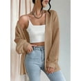 thumbnail image 5 of Womens Long Sleeve Cardigan Soft Knit Cardigan Sweater Khaki L, 5 of 8