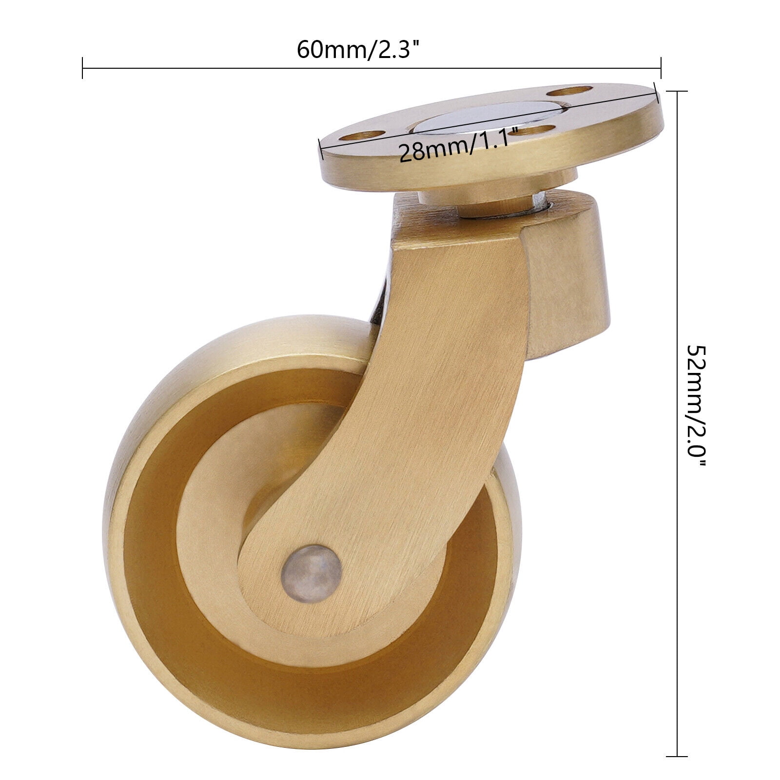 4 Vintage Style SOLID BRASS Strong Swivel Caster Wheels Brass Round Heavy Duty