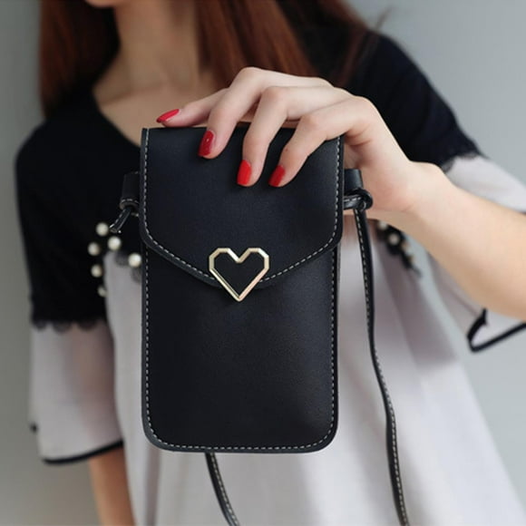 Bolsas pequeñas para teléfono móvil CUTICAT tarjetero ligero compartimento negro Monedero para teléfono con pantalla táctil