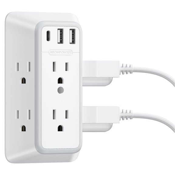 Trihedral plug 6AC2USB1Type-C interface plug-in multi-position multi-position plug-in board black and white