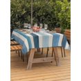 thumbnail image 3 of Outdoor Tablecloth with Umbrella Hole for Patio/Picnic/Party/Camping, Vintage Blue Striped Waterproof Table Cloth Rectangle Table Cover Washable, Farmhouse Stripes Retro Art (60"x 120"), 3 of 8