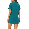 thumbnail image 3 of INSPIRE CHIC Camisón de botón para mujeres, vestido de pijama de manga corta, ropa de verano, camisones de noche L Verde Pavo Real, 3 of 6
