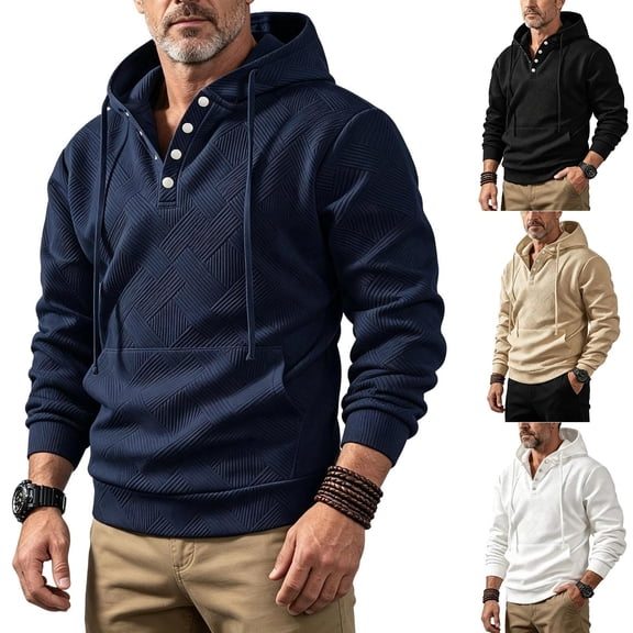 Fengqque Mens Hoodies Shirt Casual Athletic Workout Hooded Sweatshirt Long Sleeve with Dstring White XL