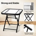 thumbnail image 2 of Ktaxon 18in Outdoor Metal Folding Glass Table, Square Side End with Tempered Glass Top for Porch Yard, Balcony, Garden, Black, 2 of 8