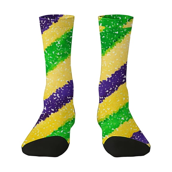 MEICHEN Women's Mardi Gras Themed Comfortable Cute Printed Mid Calf Sports Socks Fashion Clothing Accessories for Women