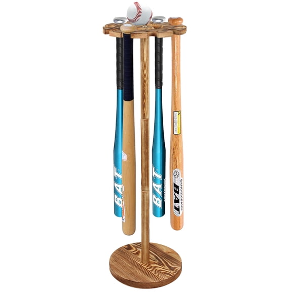 Baseball Bat Holder and Ball Display Shelf Baseball Bat Stand Shelf,Baseball Bat Storage Organizer,Holder 10 Bats Wooden