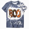 thumbnail image 5 of TOWED22 Ghost Spooky Halloween Shirts for Women Funny Bow Pumpkin Graphic Tees Fall Short Sleeve Tops Costumes(Blue,M), 5 of 7