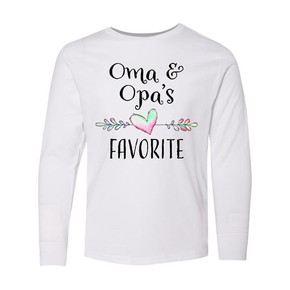 Inktastic Oma and Opa's Favorite- Heart Grandchild Long Sleeve Youth T-Shirt