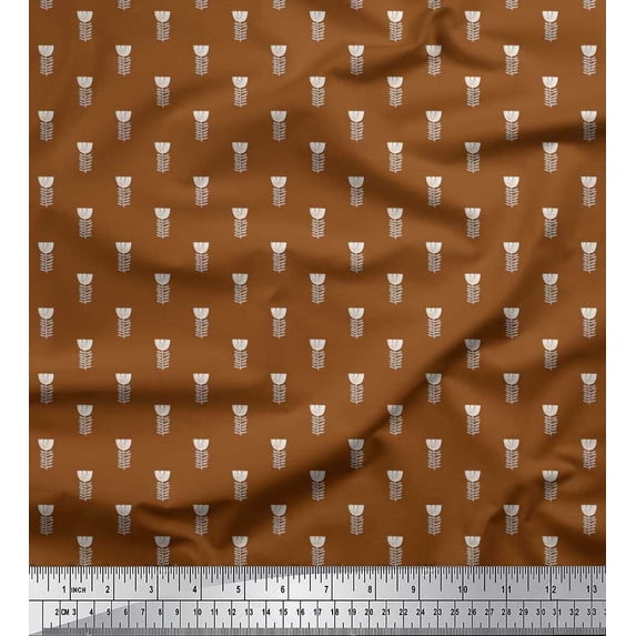 Soimoi Satin Silk Fabric Leaves & Floral Shirting Printed Craft Fabric by The Yard 42 Inch Wide