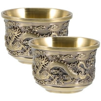 HONMEET Fine China Tea Mug Golden 2Pcs 1.97X1.97X1.38in Zinc Alloy