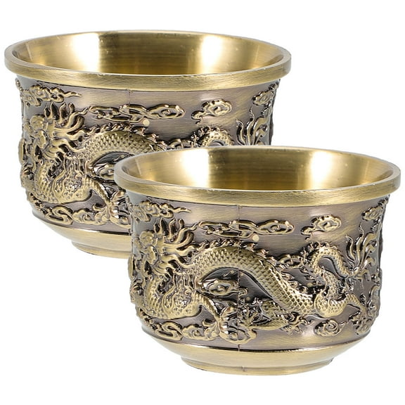 HONMEET Fine China Tea Mug Golden 2Pcs 1.97X1.97X1.38in Zinc Alloy