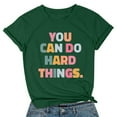 thumbnail image 3 of You Hard Things Teacher T Shirt Womens Live Happy Happiness Graphic Tees T Shirt Women Plain Short Sleeve Tops for Women Summer Ladies Athletic Wear Womens Striped Tee Shirts Short Sleeve Shirt And, 3 of 4
