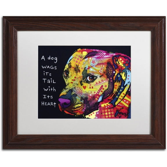 Trademark Fine Art "Gratitude Pitbull" Canvas Art by Dean Russo, White Matte, Wood Frame