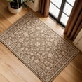 thumbnail image 2 of Toyoso 2'x3' Ornate Floral Accent Rug, Mocha Brown and Cream Silicone Entrance Mat, Traditional Bordered Machine Washable Low Pile Indoor Rug, Non-Slip Backing Stain Resistant Floor Cover Carpet Mat, 2 of 9