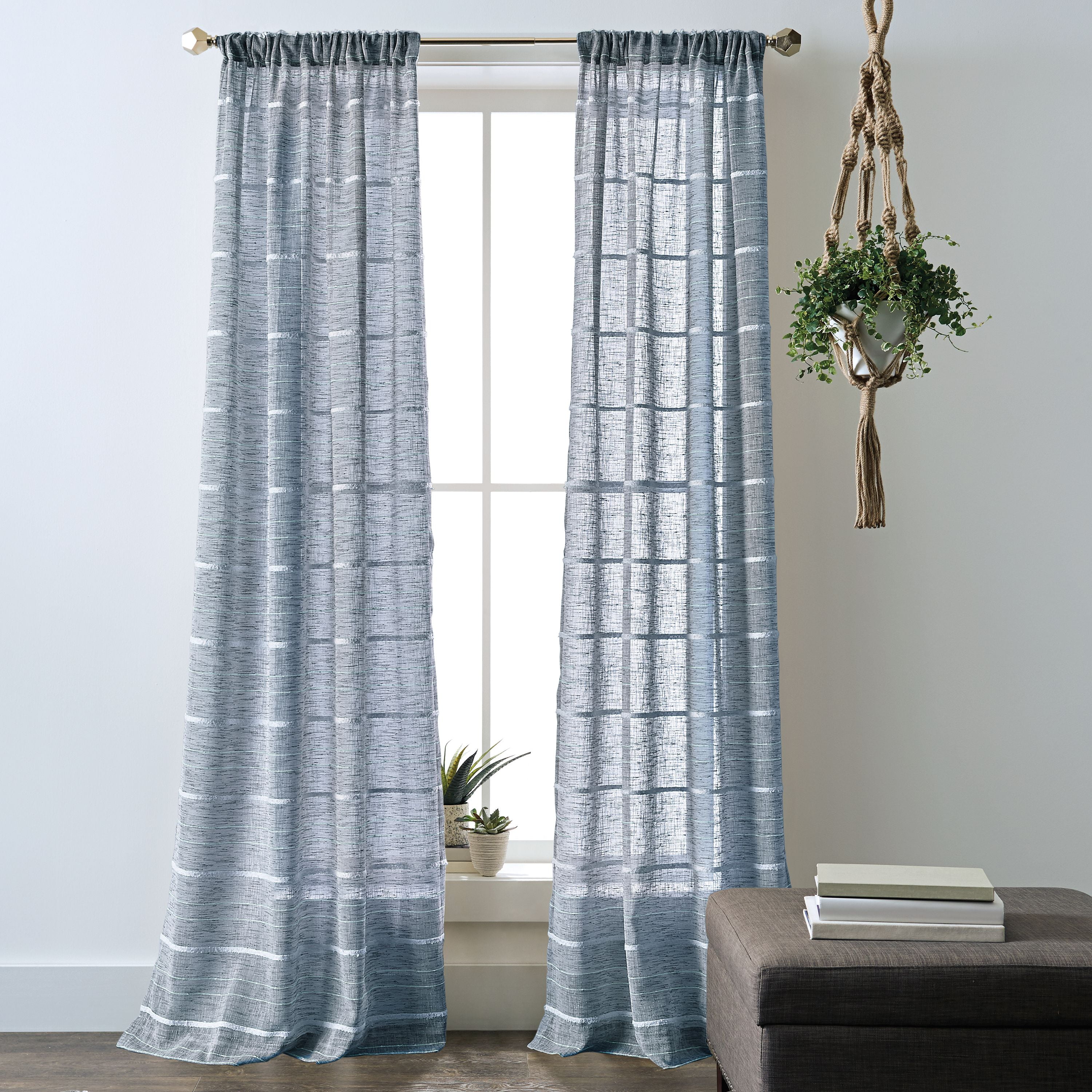 Better Homes and Gardens Woven Stripe Sheer Window Panel Collection 