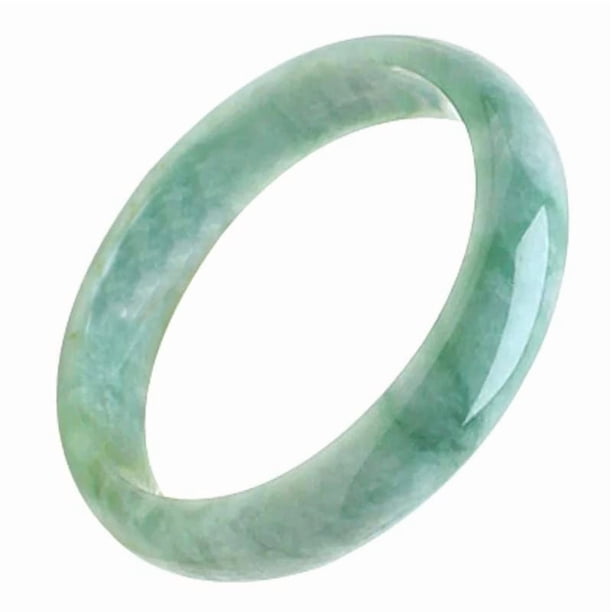 Brazalete Zimlove de jade natural para mujer, 58 mm, color verde