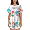 thumbnail image 1 of Fotbe Gnomes Summer Conjunto de Pijama Estampado para Mujer, 2 Piezas, Ropa de Dormir con Camiseta de Manga Corta y Shorts Suaves-Medium, 1 of 6