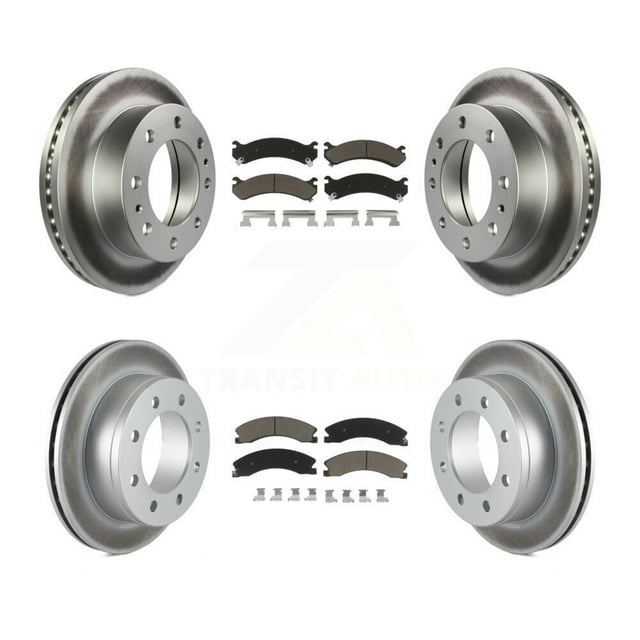 Transit Auto Front Rear Coated Disc Brake Rotors and Ceramic Pads Kit for Car 2010-2011 Chevrolet Express 4500 3.20" Overall Height KGC-102377
