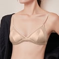 thumbnail image 5 of Stretchy Thin No Underwire Bra With Pads Soft Silk French Underwear, XL, Pink, 5 of 8