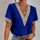 thumbnail image 2 of Blusa casual con cuello en V, manga corta con cuello en V Top de manga corta de crochet Top de manga corta con cuello en V Construido para el futuro, 2 of 5