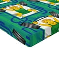 thumbnail image 2 of Ambesonne Emoji Fitted Sheet, Weightlifting Themed Pattern, Twin XL Size, Cobalt Blue Green and Yellow, 2 of 3