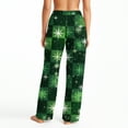 thumbnail image 4 of Women's Christmas Print Plush Pajama Pants, Soft and Comfortable Home Wear Trousers for Winter, Casual Sleepwear with Festive Design,Green,2XL, 4 of 5