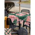 thumbnail image 5 of Outdoor Tablecloth with Umbrella Hole for Patio/Picnic/Party/Camping, Pink Flamingo Waterproof Table Cloth Square Cover Washable, Vintage Summer Tropical Leaves Pink (54"x 54"), 5 of 9