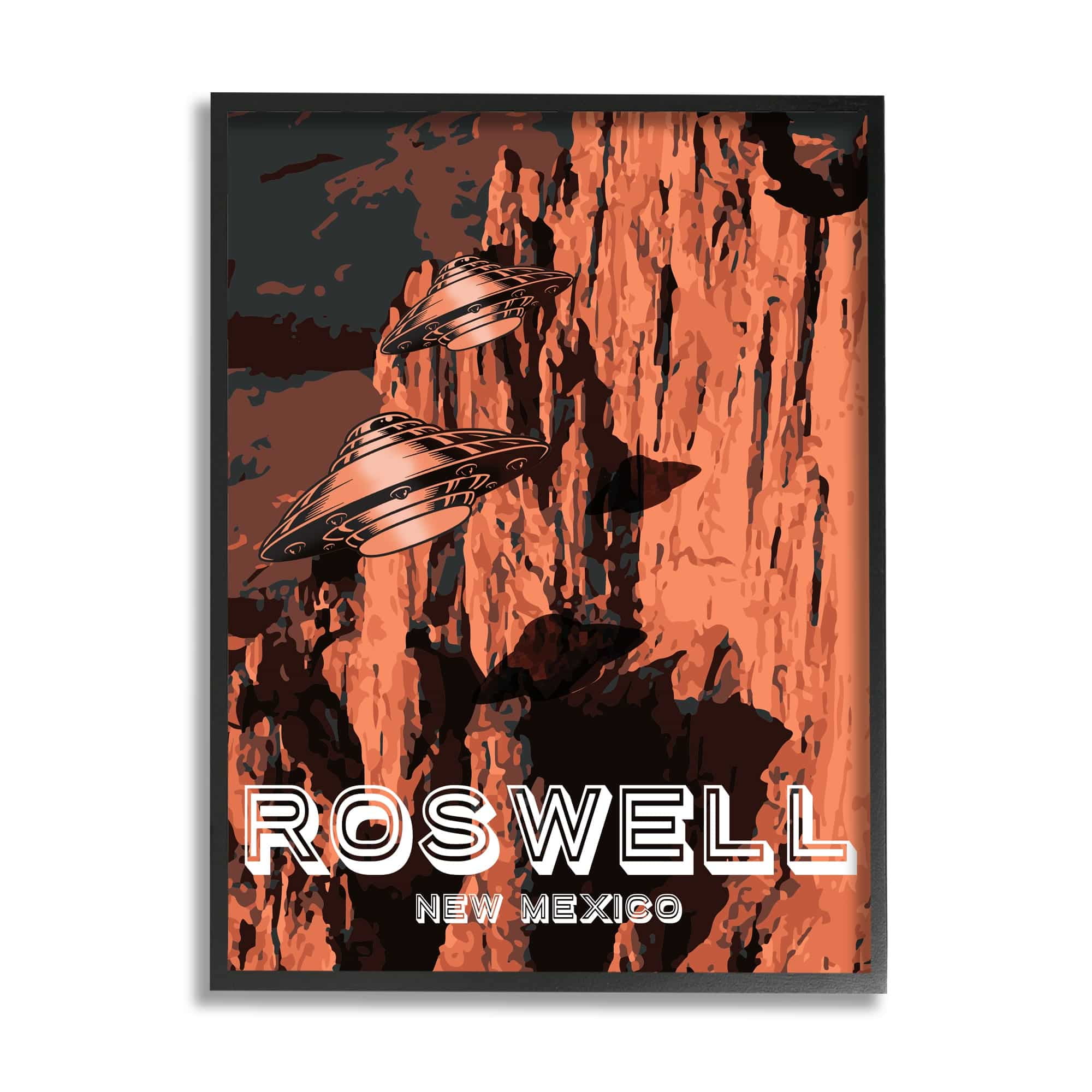 Stupell Industries Roswell New Mexico Desert UFOs Travel & Places Painting White Framed Art Print Wall Art