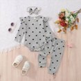 thumbnail image 4 of HCNTES Baby Girl Clothes Fall Winter Newborn Baby Girl Clothes Outfits Infant Ruffles Ribbed Trim All-Over Heart Print Romper Pants Headband Cute Toddler Baby Girl Clothes Set, 4 of 5