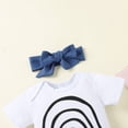 thumbnail image 2 of EnJoCho Apparel Short Baby Girls Rainbow Romper+Denim Bow Pants+Headbands Outfits 3PCS Clothes Summer Toddler Girls Trendy Clothing Set 6-9 Months, 2 of 8