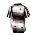 thumbnail image 4 of Goofa Ladybugs on Black and White Striped Printed Men's Casual Short-sleeved Shirt,Lightweight Breathable Button-down,Summer Casual men's top,Versatile Fashion shirt-Large, 4 of 7