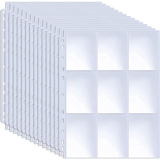 32 Piezas Protectores de Tarjetas Coleccionables, 576 Bolsillos Páginas de Fundas para Tarjetas de Doble Cara 11 Agujeros Hojas de Carpeta de Plástico Protectores de Naipes Transparentes oso de fresa Electrónica