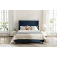 thumbnail image 2 of Luxury Upholstered Queen Bed / 54" Tall Wingback Headboard / Handcrafted Button Tufting / Nailhead Accent Trim / Box Spring Not Required / Quick Tool-Free Assembly / Rich Sapphire Velvet Fabric, 2 of 9