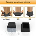 thumbnail image 4 of 16 PCS Square Chair Leg Floor Protector, Silicone Chair Leg Cover, , Mobile Table Leg pad, Furniture Leg Protectors with Felt，Protect The Floor from Scratches.1 1/2 in Black., 4 of 7