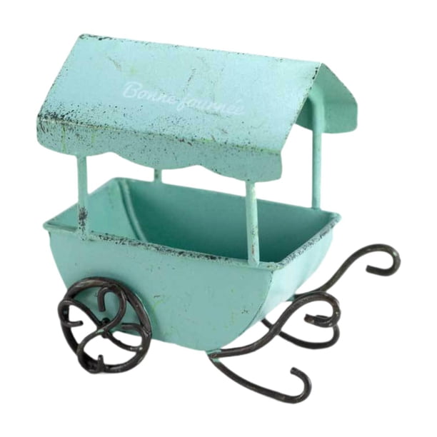 Carrito de cocina de mesa, carretilla, adorno de hierro para decoración del hogar, organizador de almacenamiento Verde